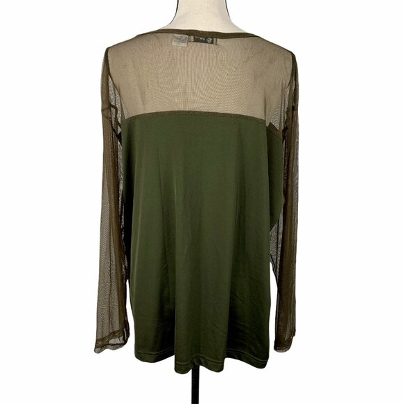 Gioano Netted Top 3X Deep Moss Sheer Net Sleeve - Picture 4 of 6